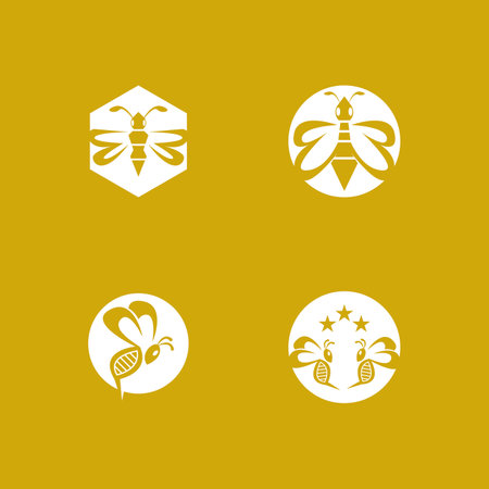 Bee Icon And Symbol Vector Template Illustrationのイラスト素材