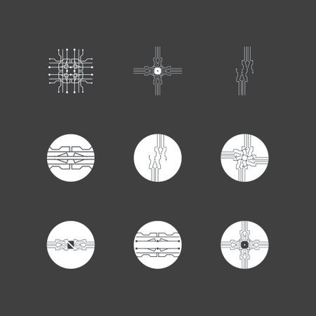 Circuit  Cable Technology Logo Vector Template Illustrationのイラスト素材