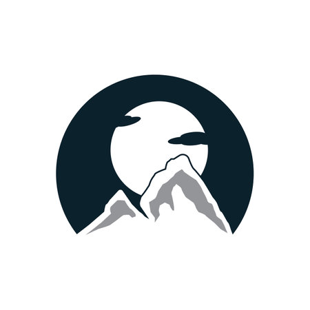 Sun Mountain Logo Icon Design â stock illustrationのイラスト素材