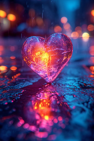 Heart in the rain. Valentine's day background. Love concept.の素材