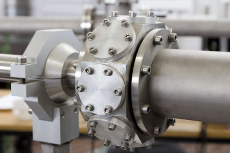 CNC machined part with visible screws - close upの写真素材