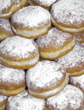 Traditional fresh baked donuts closeupの写真素材