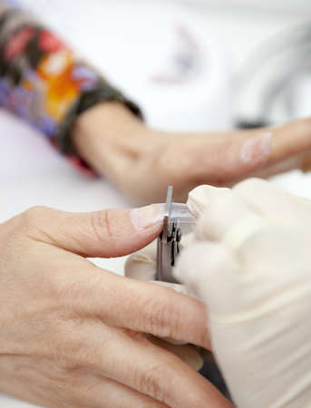 Making nail extension, french manicure, clipping of raw nail extension 
