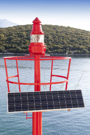 Little Red beacon, equipped with solar cell panel and well visible lightning conductors