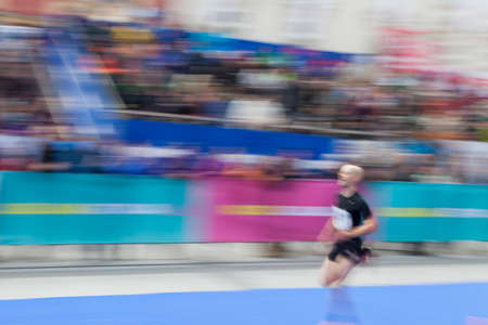 Marathon runner, blur and motion effect, unrecognizable person and logosの写真素材