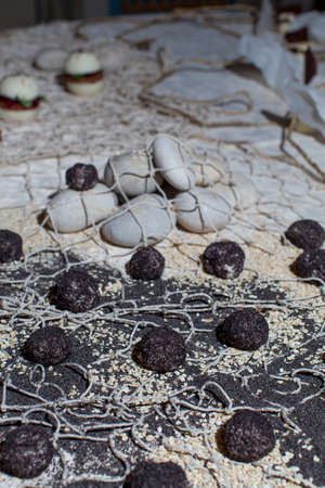 Delicious modern sweet dessert with organic seeds, selective focusの写真素材