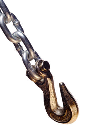 isolated metal chain and heavy hookの写真素材