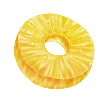 juicy fresh slice of pineapple with white backgroundの写真素材