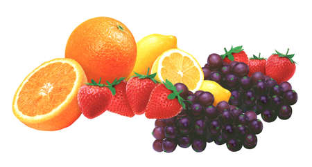 juicy fresh fruits with white backgroundの写真素材