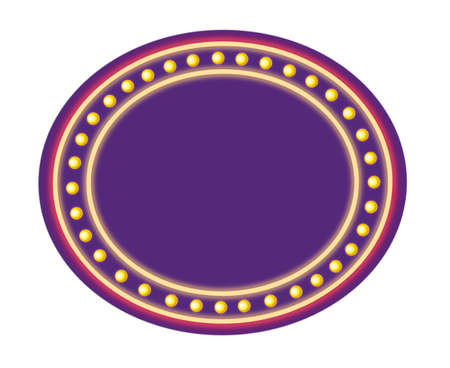 purple ellipse board banner with yellow dot circle slide isolated on white backgroundの写真素材