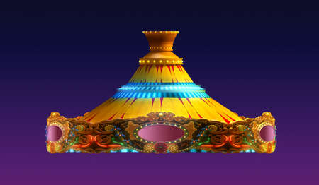 carousel merry go round  in evening view isolated on night view purple red sky backgroundの写真素材