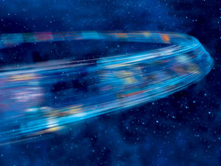 astrolabe dish on outer space backgroundの写真素材