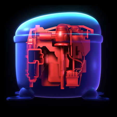 a part of machine in rice cooker concept isolated on black backgroundの写真素材