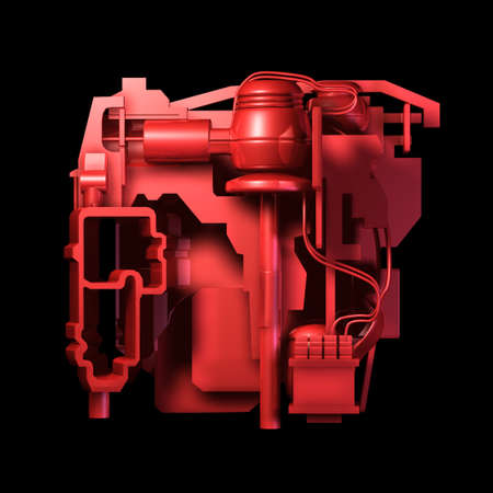 a red heart concept electric machine isolated on black backgroundの写真素材