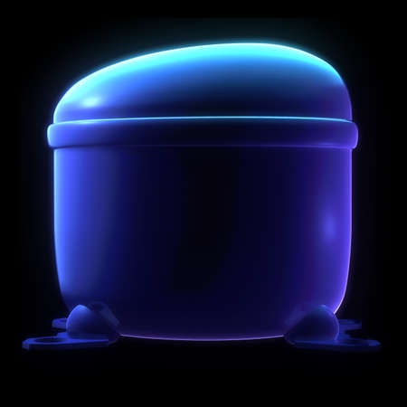 a rice cooker machine concept isolated on black backgroundの写真素材