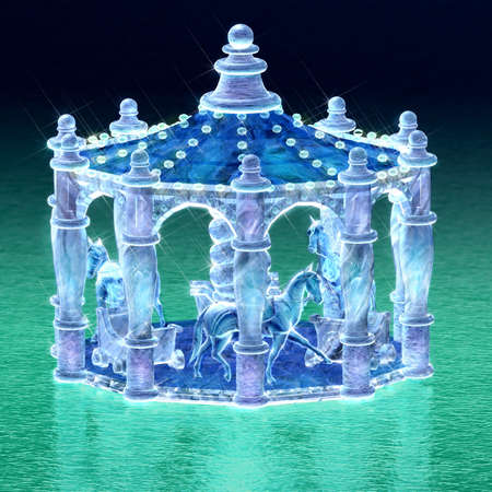 3d rendering for merry-go-round of ice sculpture with concise backgroundの写真素材