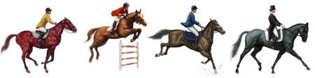 One set of British equestrian and Jockey illustrationの写真素材