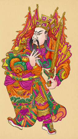 illustration of traditional Chinese Pattern and Drawing "Door guardians"の写真素材