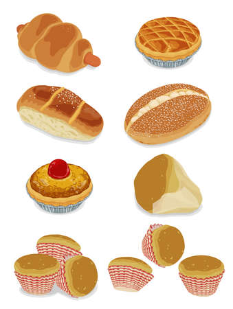 Illustration of hong kong style  classic bread and cakeの写真素材