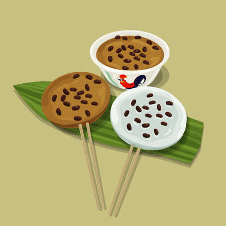 A illustration of Hong Kong style food Red Bean Puddingの写真素材