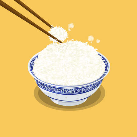A illustration of Hong Kong style food Bowl of riceの写真素材