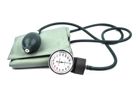 Essential medical machine to measure someones blood pressure placed on an isolated white background