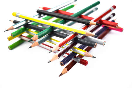 Beautiful square shape pattern made with different colored wood pencil crayons
