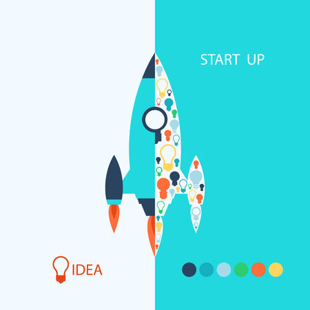 Flat design of rocket start up concept のイラスト素材