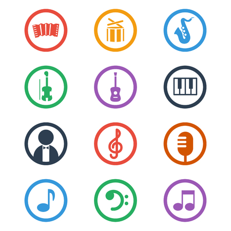 Music icons set. Color vector illustration.のイラスト素材