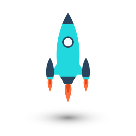 Flying rocket. Start up icon vector color flat illustration.のイラスト素材