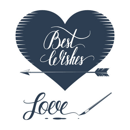 Romantic illustration and typography elements on white background.のイラスト素材