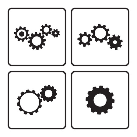 Gears black silhouette icons.のイラスト素材