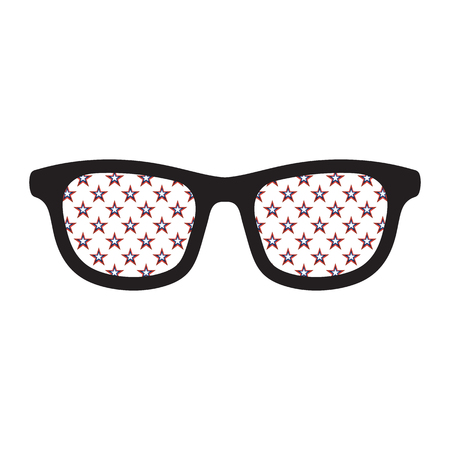 Glasses with american flag colors stars on white background.のイラスト素材