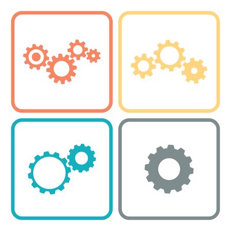 Color flat design illustration: cogwheels and gears.のイラスト素材