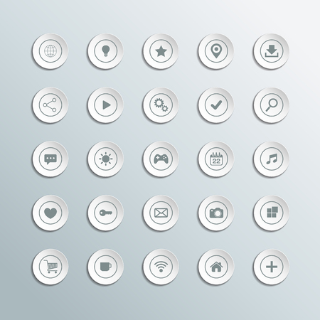 Set of 3d circle icons for workflow layout diagram and web design on gray background.のイラスト素材