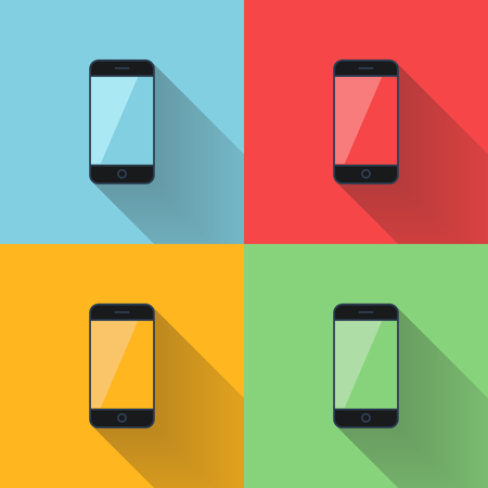 Mobile phone flat icon with long shadow vector illustration.のイラスト素材