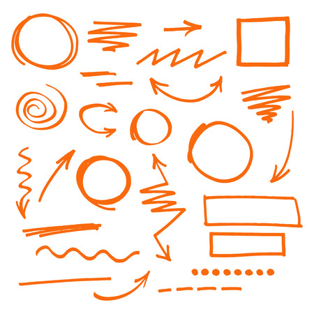 Arrows lines and geometric shapes. Hand drawn design elements. Vector illustration.のイラスト素材