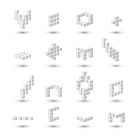 Set of 3d gray cubes on white background.のイラスト素材