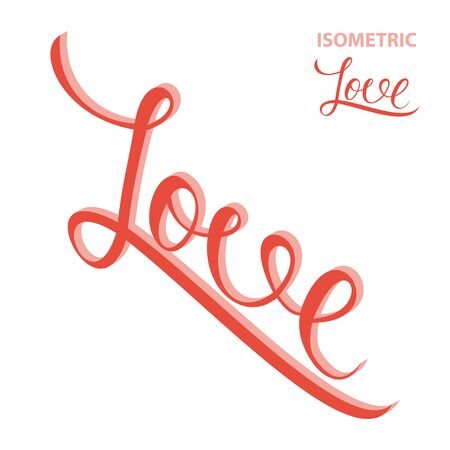 Love. Isometric handwritten lettering sign.のイラスト素材