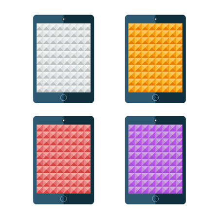 Set of color triangle backgrounds on tablet screen.のイラスト素材
