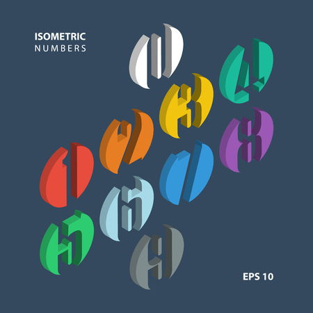 Isometric numbers set. Design vector illustration.のイラスト素材