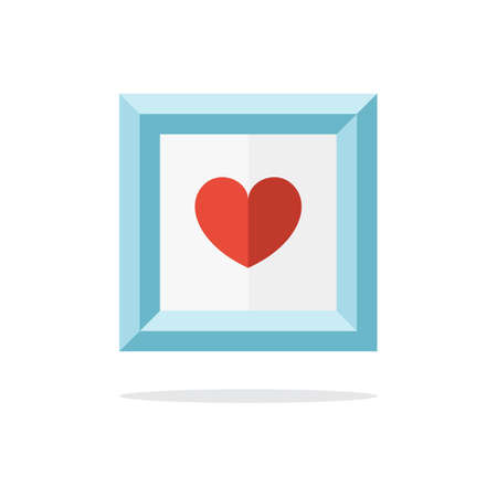 Blue picture frame with red heart. Vector illustration.のイラスト素材