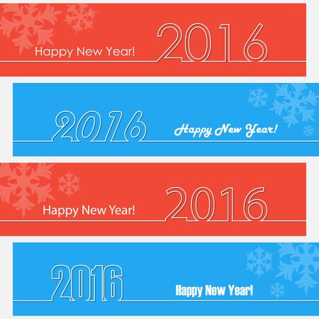 Happy new year 2016 outline design. Happy new year banners. Vector illustration.のイラスト素材