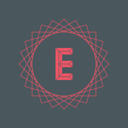 Letter E   icon design template. E letter outline monogram. Vector illustration.のイラスト素材