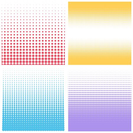 Vector halftone dots. Set of color halftone dotted backgrounds.のイラスト素材