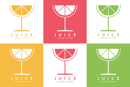 Set of color lime or lemon fruit drink icon templates. Vector illustration.のイラスト素材