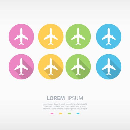 Set of aircraft or airplane icons. Vector illustration.のイラスト素材