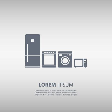Refrigerator icon. Stove icon. Washing machine icon. Microwave icon. Vector illustration.のイラスト素材