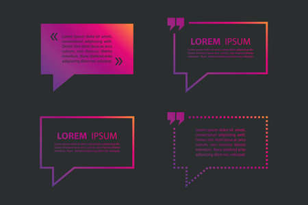 Set of quote text bubble template. Quote bubble. Quote form. Quote blank template. Gradient template. Vector illustration.のイラスト素材