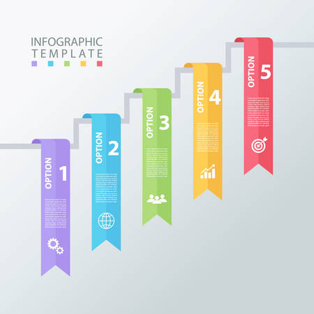 Ribbons infographic template. Business concept for diagram, workflow layout, number options, web design, business presentation. Vector illustration.のイラスト素材